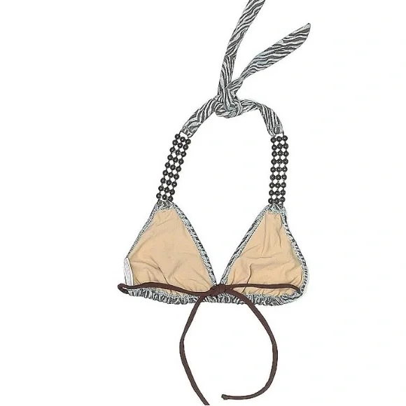 Beach Bunny BIKINI SET. Both pieces. Subtle zebra print light blue and brown med - Picture 2 of 6